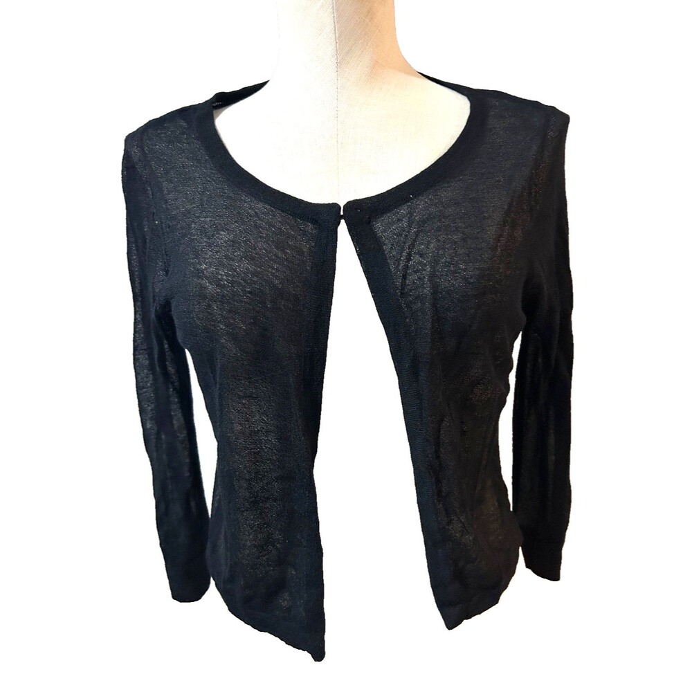 ELLE Vintage Y2K Women’s Lightweight Black Semi-Sheer Cardigan size S Whimsygoth